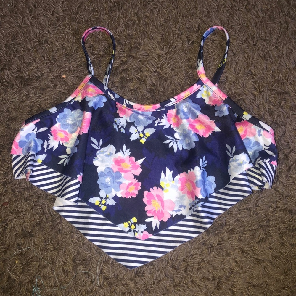 Navy/Floral/and Striped bikini